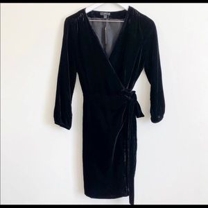 J Crew black wrap dress in drapey velvet NWT